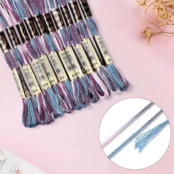 10 Skeins 87.5 Yards 6 Strands Gradient Cross Stitch Thread Variegated Embroidery Floss Friendship Bracelet String Yarn Bracelets Threads Bulk for Hand Sewing Knitting Crafts Stitching DIY