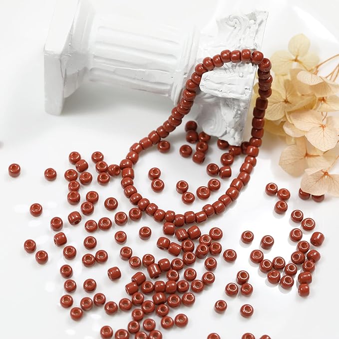 Bala&Fillic Coffee Color 4mm Seed Beads About 1200pcs/100Grams in Bag, 6/0 Glass Craft Beads for Making Bracelet and Necklace (Coffee)