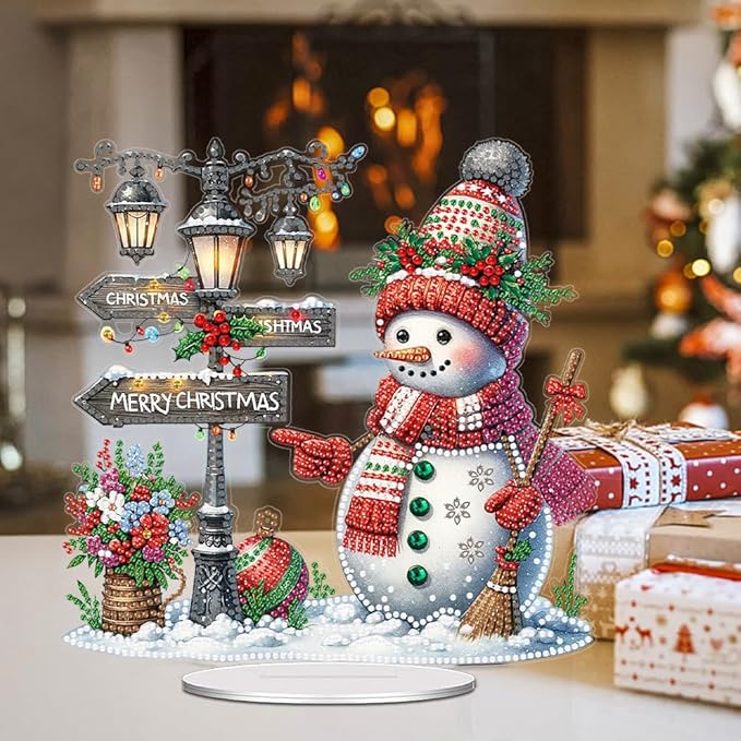 LAKEQUILL Christmas Snowman Diamond Art Hanging Kits for Adult, Diamond Art Painting Hanging Kits Ornaments, DIY Special Shaped Rhinestone Window Pendants kit for Home Garden Wall Decor Gift