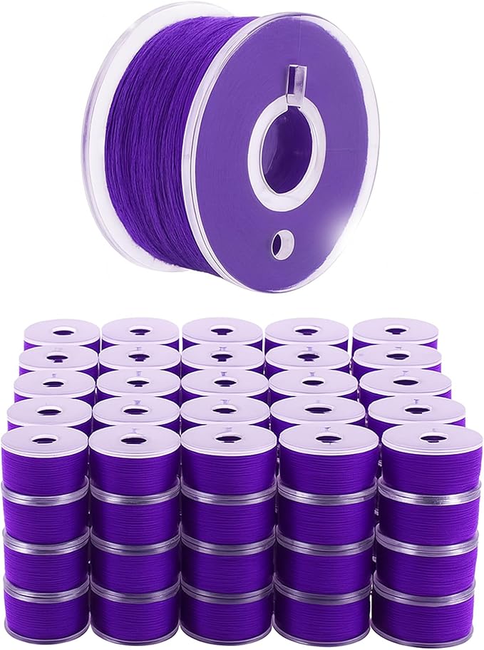Mandala Crafts 144 Purple SA156 Prewound Bobbins for Singer Sewing Machine -15J SA156 Prefilled Bobbin Thread for Brother Sewing Machine and Embroidery