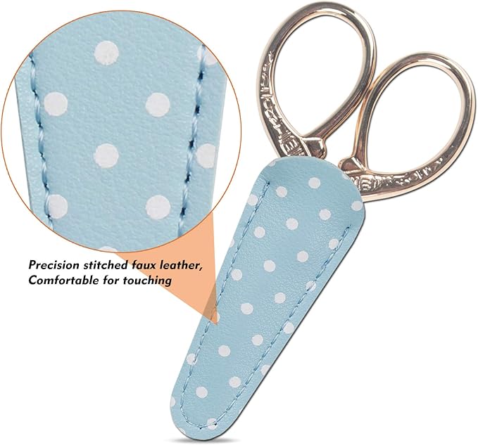 Embroidery Scissors with Leather Scissor Cover Small 3.6 inch Sewing Craft Sharp Scissors for Fabric Cutting Paper Crafting Office Scissor Sewing Handicrafts Tool