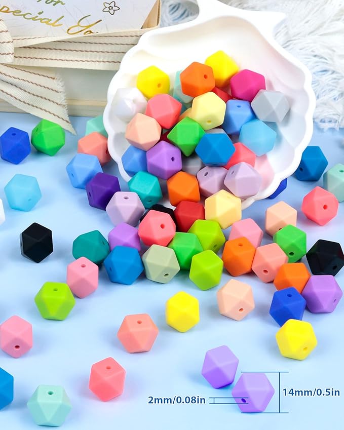 90PCS FIVEIZERO Hexagon Silicone Beads,14mm Silicone Beads for Keychain Making Kit,Lanyard Making,Keychains,and Craft Projects,Premium SiliconeBead Kit for DIY Enthusiasts(Mustard Yellow)