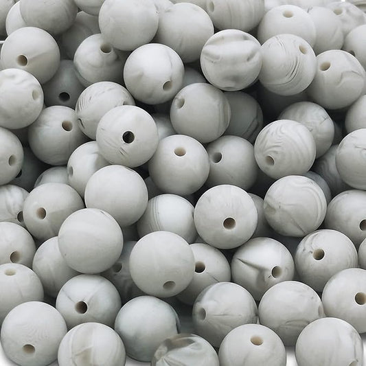 DIYOMR 100Pcs Silicone Beads, Single Color Beads Silicone Round Beads Rubber Craft Beads Bracelet Necklace Beads for Keychain Jewelry Lanyard DIY Crafts Making (12mm,Rock)