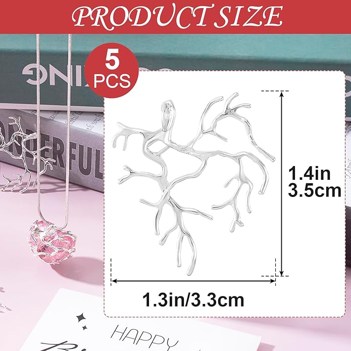 Branch Shape Blanks, Adjustable Claw Pendant Trays, Hypoallergenic Brass Branch Prong Pendant Bezels for Jewelry Making Bracelet Earrings Necklace DIY Crafts