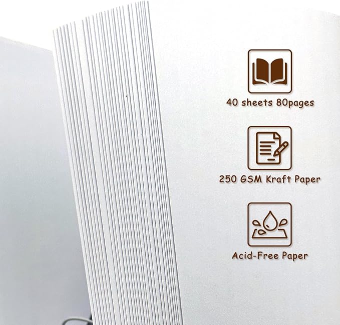 Scrapbook Album 8x8 Inch - Hardcover Kraft Paper Photo Album with 80 Pages, Memory Book for Wedding, Anniversary, Family, Christmas, Baby Shower, Ideal for Preserving Precious Moments