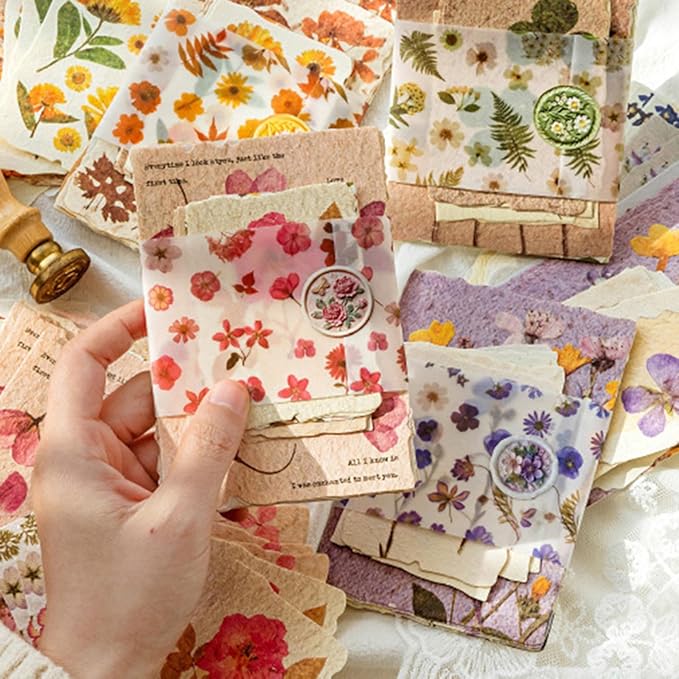 wmhanler 120 sheets vintage floral scrapbook papers journaling scrapbooking supplies kit textured paper junk journal supplies for planner, bullet journal collage card embellishment retro crafts