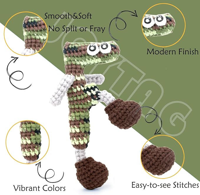 3 Pack Rainbow Beginner Crochet Yarn for Crocheting and Knitting Multicolor Cotton Crochet Yarn for Beginners(Camouflage)