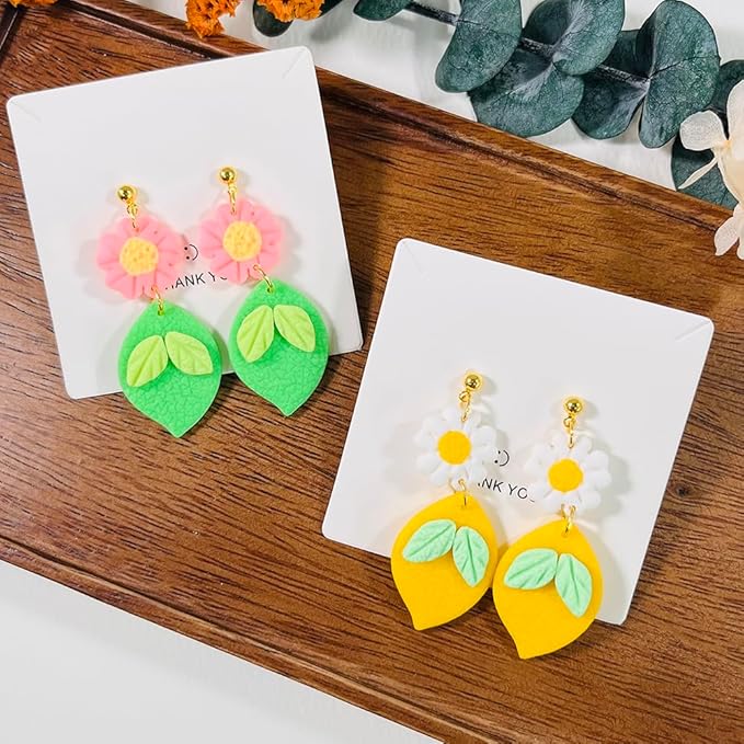Xaekicr Lemon Flower Polymer Clay Cutters – 3 Pcs Clay Earring Cutters Set – Clay Tools for Polymer Clay Jewelry Making – DIY Summer Earring Cutter Kit for Crafts and Accessories
