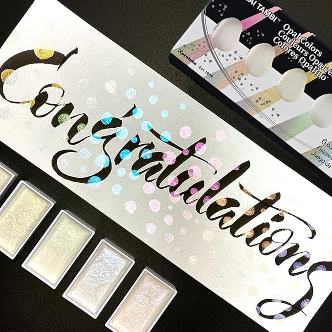 Kuretake GANSAI TAMBI OPAL COLORS, 6 colors set, Watercolor paint for Professional, for artists and crafters,Illustrations, Drawing, Lettering, Made in Japan