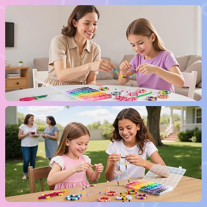 Simetufy 42 Colors Pony Beads, 750Pcs Rainbow Plastic Beads for Bracelet Making Hair Braiding DIY Crafts Kandi Jewelry Key Chains Christmas Gifts