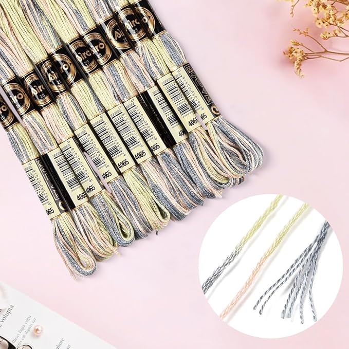 10 Skeins 87.5 Yards 6 Strands Hand Variegated Embroidery Floss Gradient Cross Stitch Thread Friendship Bracelet String Yarn Bracelets Threads Bulk for Sewing Crochet Crafts Stitching DIY