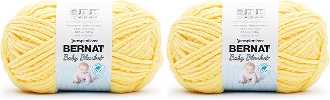 Bernat Baby Blanket Yarn, Polyester, #6 Super Bulky | 2 Pack | 10.5oz/300g | 220 Yards | Buttercup