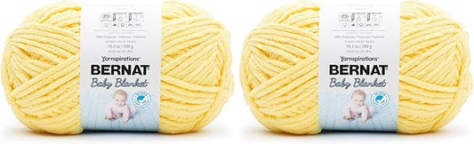 Bernat Baby Blanket Yarn, Polyester, #6 Super Bulky | 2 Pack | 10.5oz/300g | 220 Yards | Buttercup