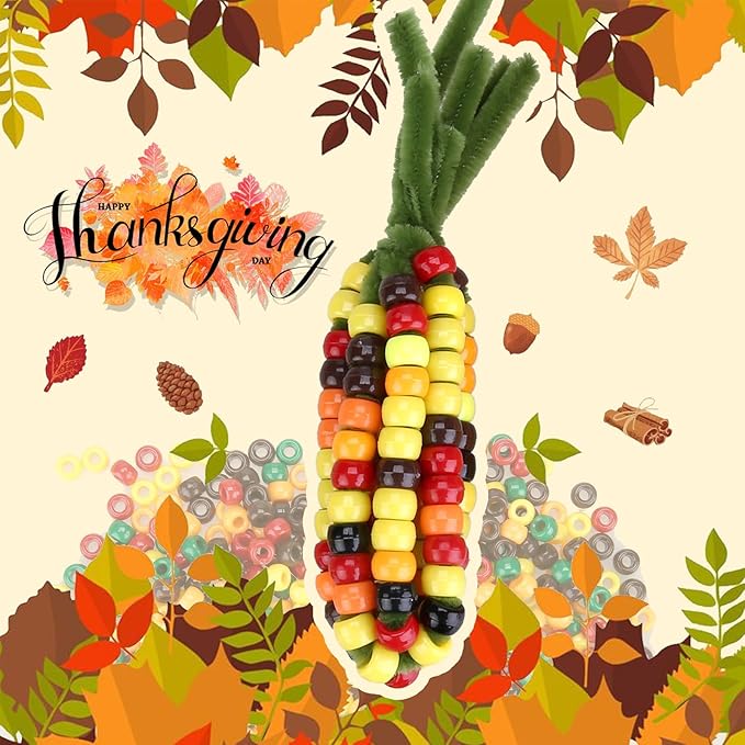 megoogo 1000pcs fall thanksgiving pony beads assorted opaque round plastic beads for autumn diy crafts home decor necklaces bracelets earrings