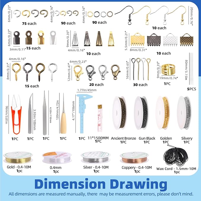 Glarks 1489Pcs Jewelry Making Kit - Supplies with Pliers, Wires, Findings for Making and Repair