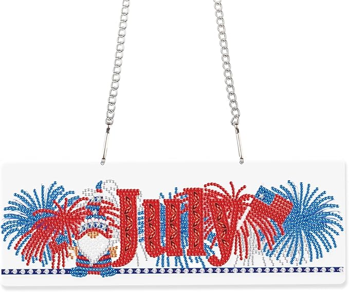 Diamond Painting Kits Hanging Pendants, DIY Wreath Crystal Rhinestone Wreath Kits, Colored Imitation Art Point Crystal Diamond Art Window Pendants Home Garden Wall Door Birthday Festival Gifts (July)