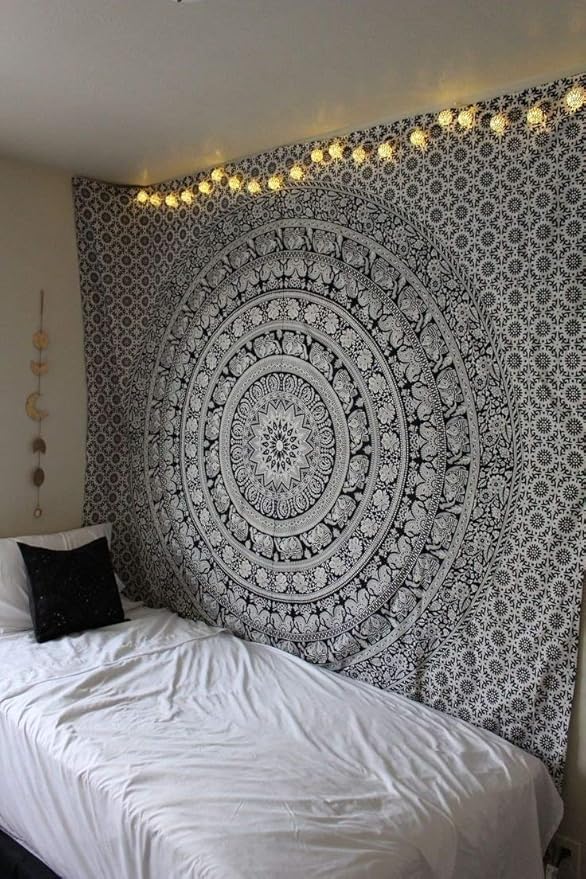 popular handicrafts black and white hippie tapestries mandala tapestry collage dorm beach throw wall art bohemian tapestrywall hanging boho tapestries bedspread (full (215cmsx230cms), black & white)