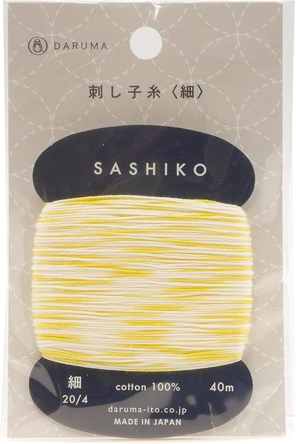 Yokota Daruma Sashiko Thread Single and Variegated Color (Lemon Squash, Thin 40M Card)