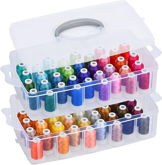 Simthread 80 Colors Embroidery Thread 500M (550Y) with Clear Plastic Storage Box Polyester Embroidery Machine Thread Compatible with Janome and Robison-Anton Colors