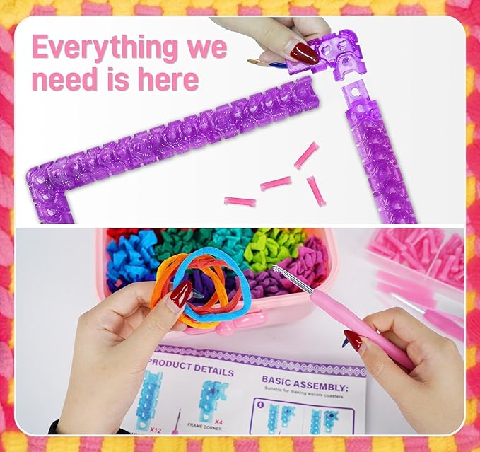 BLISSIQUEE Pot Holder Loom Kit, 288 Potholder Loops 12 Colors Potholder Weaving Loom Knitting Arts and Crafts Kit for Kids Beginners DIY Project Ages 6 7 8 10 12 13 Years Old