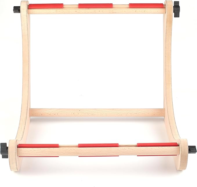 nurge adjustable embroidery table stand, cross stitch hoop stand for lap or table top cross stitch or tapestry , embroidery hoop holder. hand polished natural wood 190-3 ( 30cm )