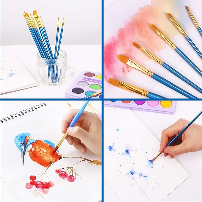 AROIC Paint Brush Set, 3 Pack 30 Pcs Acrylic Paint Brushes Artist Paint Brushes for Oil Watercolor Acrylic Face Rock Painting