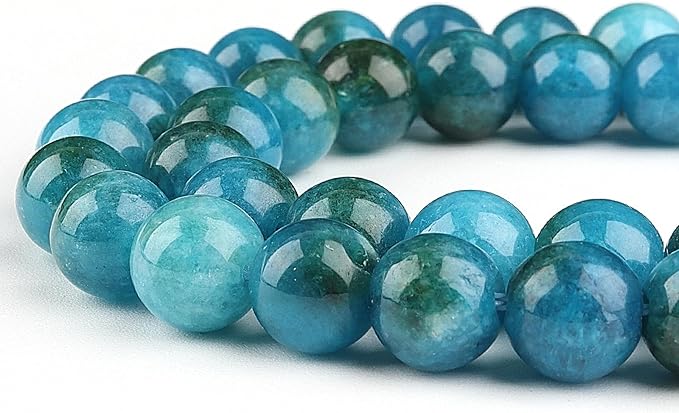 Natural Stone Beads Gemstone Beads for Jewelry Making - Crystal Beads for Bracelets, 8mm Beads Round Loose Beads(44-47pcs, 8mm, Blue Ppatite Jade)