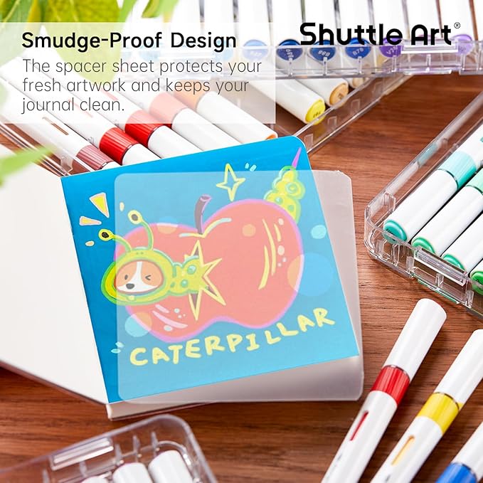 Shuttle Art Acrylic Paint Marker Journal - 30 Sheets 3.94x3.94 Watercolor Journal with 140LB (300 GSM) Watercolor Paper for Acrylic Markers & Watercolor