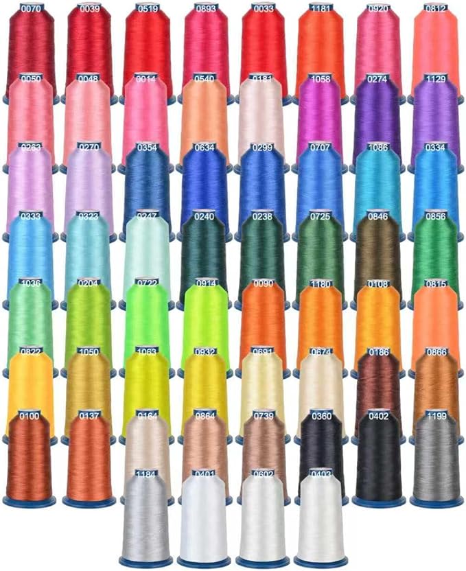 BAi Embroidery Thread Set 60 Brilliant Colors, 40WT (108D/2) High-Tenacity Polyester, 4000M Each Spool Smooth, Fade-Resistant, Professional Thread for Embroidery Machines
