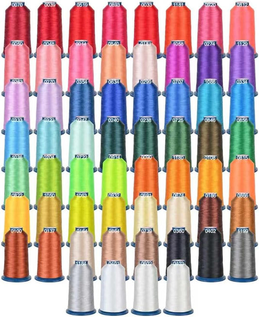BAi Embroidery Thread Set 60 Brilliant Colors, 40WT (108D/2) High-Tenacity Polyester, 4000M Each Spool Smooth, Fade-Resistant, Professional Thread for Embroidery Machines
