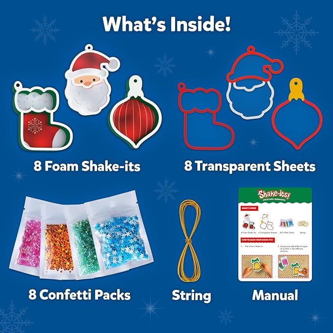 Skillmatics Art & Craft Activity - Shake-its Christmas Ornaments, DIY Holiday Decoration Kit, Glitter Craft Kit, Creative Activity, Gifts for Girls & Boys Ages 4, 5, 6, 7, 8, 9