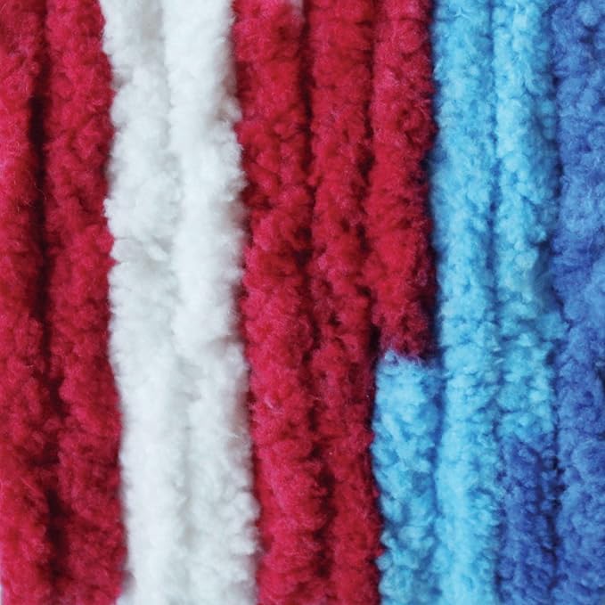Bernat Blanket Brights Red White & Boom Yarn - 2 Pack of 300g/10.5oz - Polyester - 6 Super Bulky - 220 Yards - Knitting/Crochet