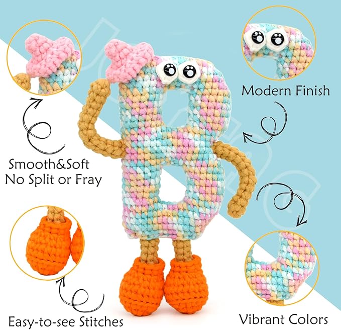 3 Pack Rainbow Beginner Crochet Yarn for Crocheting and Knitting Multicolor Cotton Crochet Yarn for Beginners with Easy-to-See Stitches Cotton-Nylon Blend Easy Yarn for Beginners(Candy)