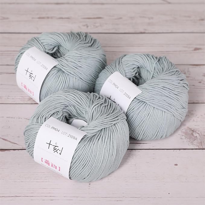 Fine Weight Knitted and Crocheted Cotton Yarn, 100% Long Staple Cotton Yarn, Baby Sports, 2 Packages of 100g/3.52oz (Per Skein 50g/162yards) - Waterfall Blue