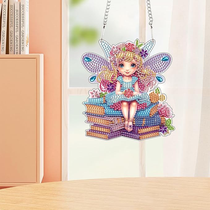 AiYuanzsh Diamond Art Pendant, DIY Special Shaped Crystal Painting Kit for Home Decor and Gift, Angels Theme, Butterfly Elf Color, One Size, for Adults
