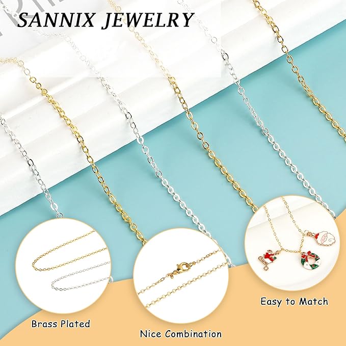 SANNIX 20 Feet Chains for Jewelry Making, Necklace Chains with Lobster Clasps and Jump Rings 1.8 mm DIY Link Chain for Necklace Earring Bracelet Making Supplies, Gold