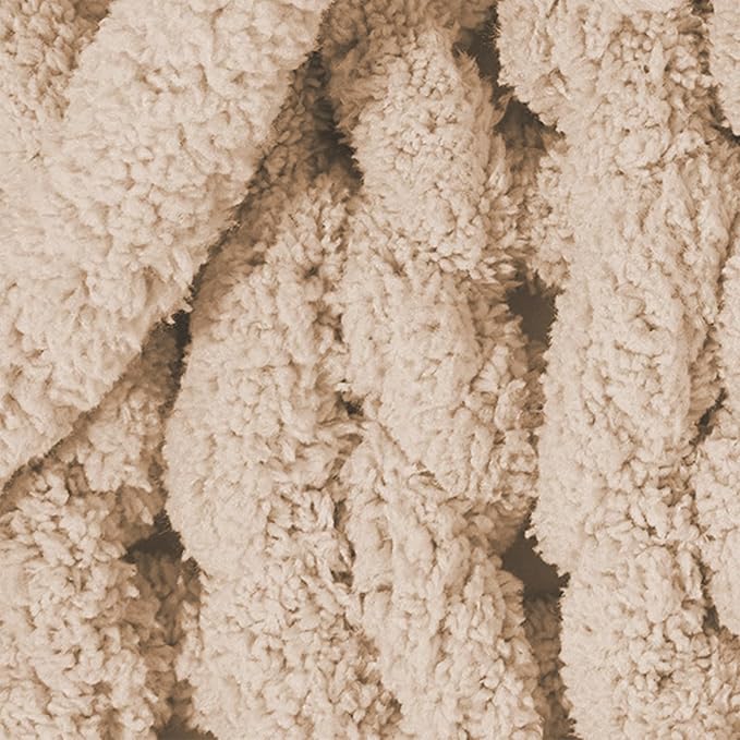 Chunky Yarn for Hand Knitting and Blankets – Super Soft Jumbo Chenille Yarn Pack for Crocheting, Bulky DIY Projects, 8 Skeins(Khaki)