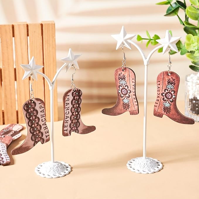 Beadthoven Earrings Making Kit Cowboy Boots Wood Earring Dangle Charms 22pcs Western Cowboy Boot Pendants Assorted Wood Pendants with Earring Hooks Jump Rings for DIY Earrings Jewelry Making Supplies