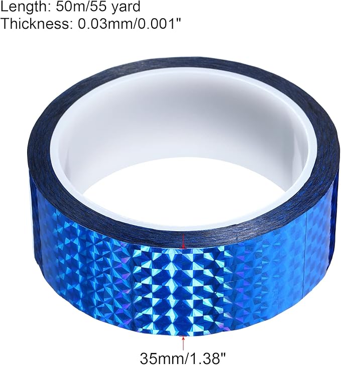 PATIKIL Prism Tape 1.4 Inch x 55 Yards, Holographic Metalized Reflective Adhesive for Detailing Accent Wall Decor Art, Blue