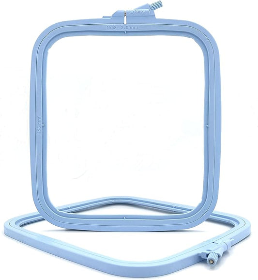 nurge square embroidery hoop - plastic cross stitch frame for needlepoint & embroidery - adjustable craft hoop - blue - no:3 (medium)