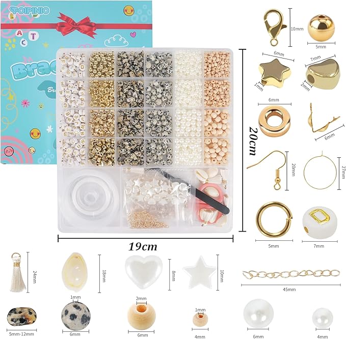 toipinio bracelet making kit jewelry making supplies kit natural stone beads for irregular natural stone with for diy craft 1736pc friendship bracelet/necklace/earrings for adults (dalmatian jasper)