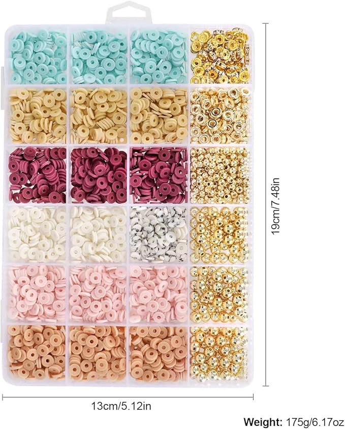 Believo Polymer Clay Beads Kit for DIY Jewelry – with Elastic Cord, Spacer Beads, Colorful Flat Heishi Beads – Ideal for Bracelet & Necklace Making (Macarons)