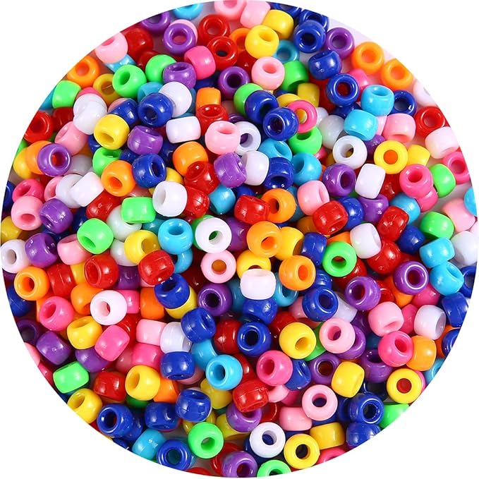 1000+ pcs pony beads, multi-colored bracelet beads for hair braids, plastic bead for crafts (medium pack, classic)…