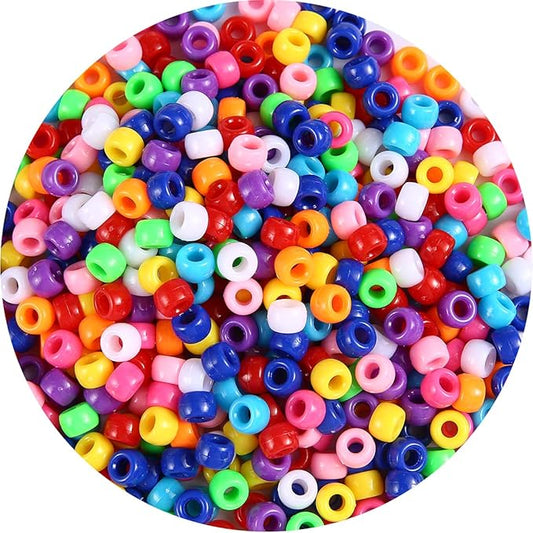 1000+ pcs pony beads, multi-colored bracelet beads for hair braids, plastic bead for crafts (medium pack, classic)…