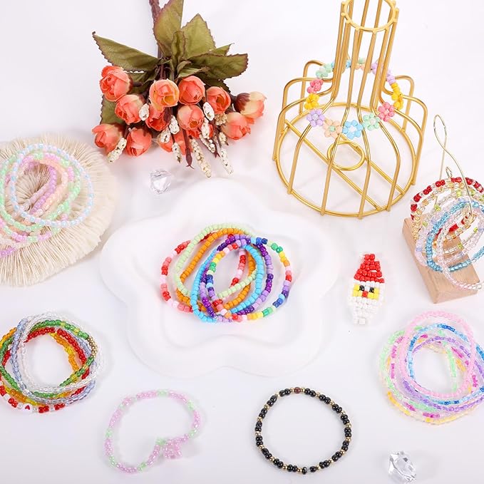 Funtopia 13000pcs 4mm Seed Beads for Jewelry Making, 5 Types 120 Colors Small Glass Beads for Bracelets, Friendship Bracelet Kit with Alphabet Letter Beads, Smile Face Beads for DIY, Art and Craft