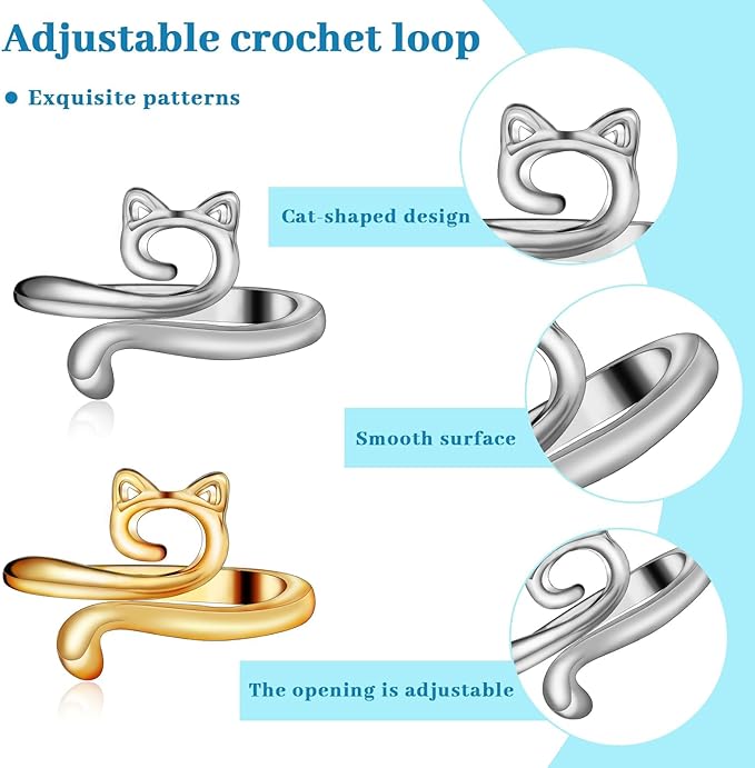 5 Pcs Crochet Ring, Adjustable Crochet Tension Rings, Yarn Ring for Finger Knitting Loop Accessories Tools, Yarn Rings for Women Mother Grandma