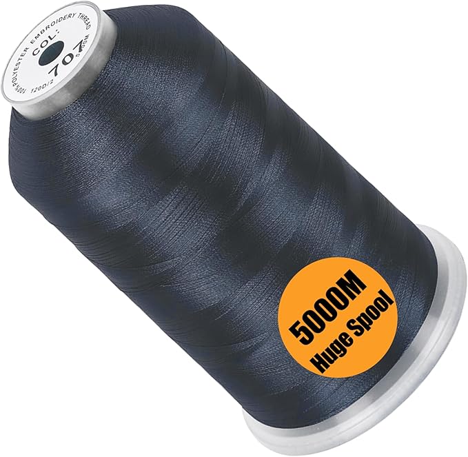 New brothread - Single Huge Spool 5000M Each Polyester Embroidery Machine Thread 40WT for Commercial and Domestic Machines - Dark Gray