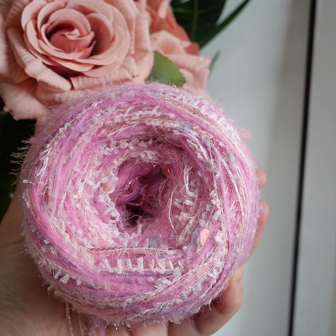 Hand Spun Art Yarn 4 Pack of 50g/Skein with Hand Blended Colorful Handmade for Jewelry Making, Junk Magazines Knitting Crafts Textile Decorative Tassels Card Making