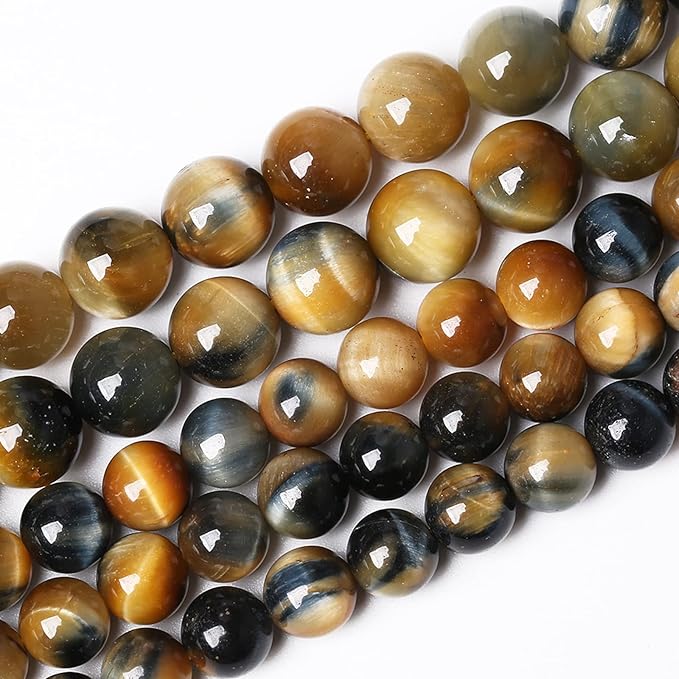 90Pcs 8mm Tiger Eye Beads for Jewelry Making Natural Stone Semi Precious Round Loose Spacer Beads DIY Bracelets Necklace