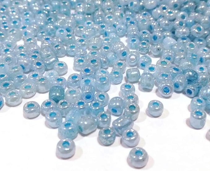 Perlin Glass Seed Beads 4mm 6/0 Round 1100pcs Mini Small Pony Spacer Beads Kit for Jewelry Making Earrings Bracelets Pendants Waist DIY Handmade (Blue Ceylon)